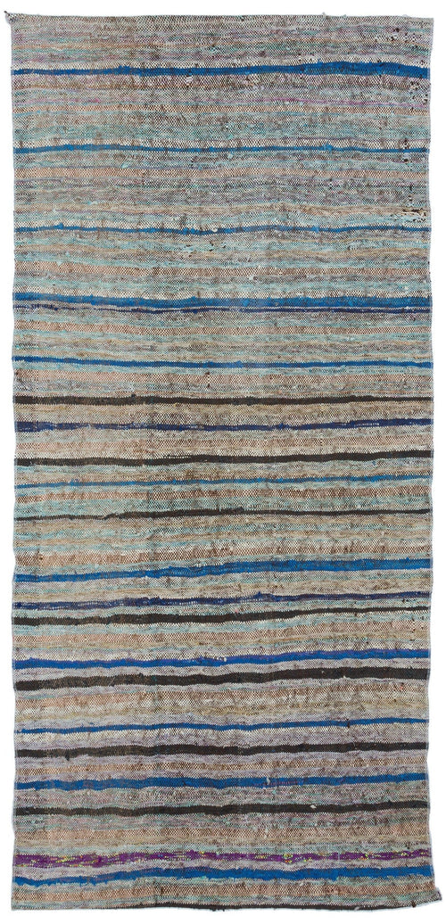Girit Grey Striped Wool Handmade Area Rug 3'10" x 8'0"