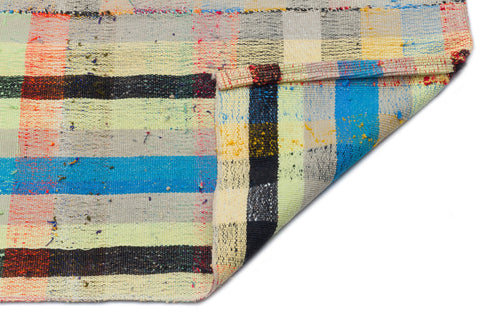 Girit Beige Striped Wool Handmade Area Rug 4'9" x 9'5"