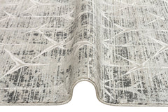Grey Geometric Area Rug - Machine Made Rug | Overdyed Soft Touch Carpet