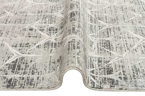 Grey Geometric Area Rug - Machine Made Rug | Overdyed Soft Touch Carpet