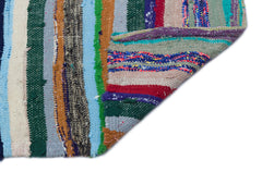 Girit Grey Striped Wool Handmade Area Rug 3'9" x 10'6"