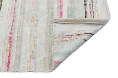 Girit 32558 Beige Striped Wool Handmade Area Rug 5'1" x 4'3"