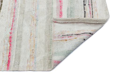 Girit 32558 Beige Striped Wool Handmade Area Rug 5'1" x 4'3"