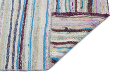 Girit Beige Striped Wool Handmade Area Rug 5'0" x 2'9"