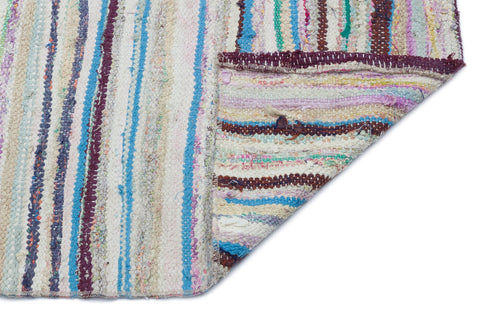 Girit Beige Striped Wool Handmade Area Rug 5'0" x 2'9"