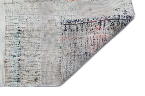 Girit Grey Striped Wool Handmade Area Rug 3'4" x 11'9"