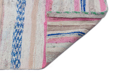 Girit Beige Striped Wool Handmade Area Rug 4'8" x 12'6"