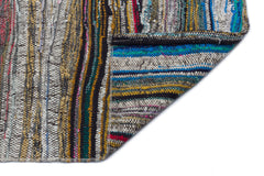 Girit Beige Striped Wool Handmade Area Rug 5'1" x 8'10"