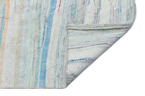 Girit 32583 Beige Striped Wool Handmade Area Rug 5'5" x 7'11"