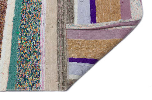 Girit Beige Striped Wool Handmade Area Rug 4'3" x 11'4"