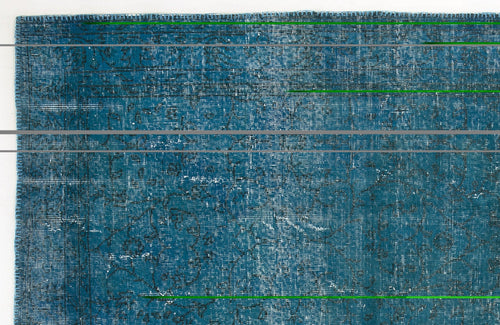 Atina Turquoise Vintage Wool Handmade Area Rug 6'5" x 9'7"