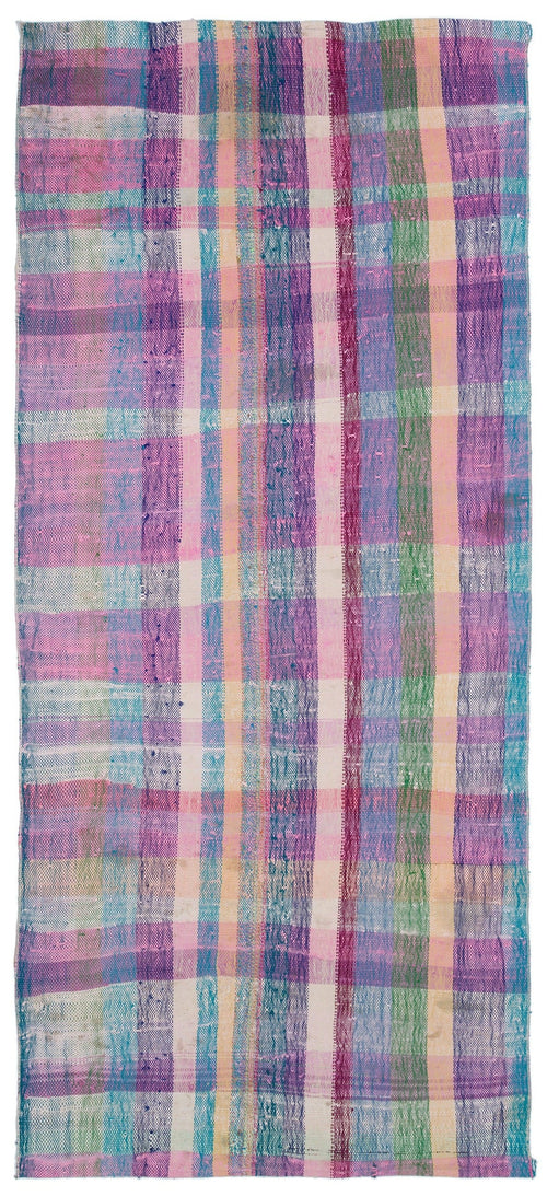 Girit Beige Striped Wool Handmade Area Rug 4'2" x 9'3"