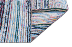 Girit Blue Striped Wool Handmade Area Rug 4'4" x 9'3"