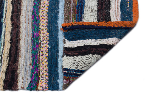 Girit Beige Striped Wool Handmade Area Rug 5'3" x 8'2"