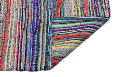 Girit Beige Striped Wool Handmade Area Rug 4'11" x 9'10"