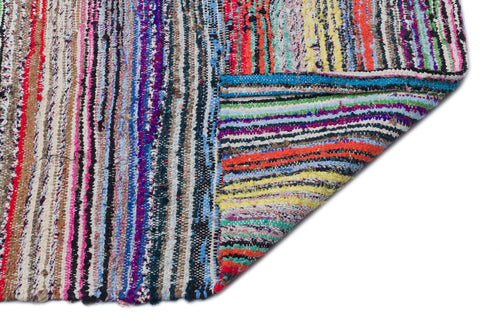 Girit Beige Striped Wool Handmade Area Rug 4'11" x 9'10"