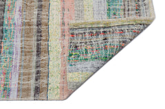 Girit Beige Striped Wool Handmade Area Rug 5'11" x 8'2"