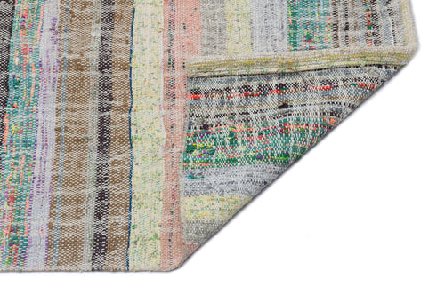 Girit Beige Striped Wool Handmade Area Rug 5'11" x 8'2"