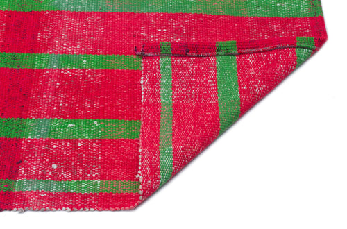 Girit Red Striped Wool Handmade Area Rug 3'8" x 7'9"