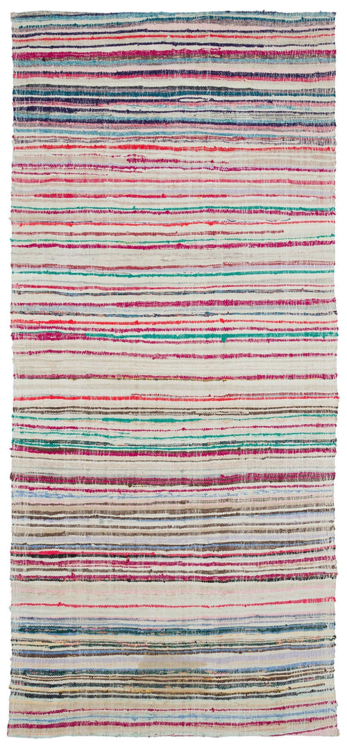 Girit Beige Striped Wool Handmade Area Rug 6'2" x 8'10"