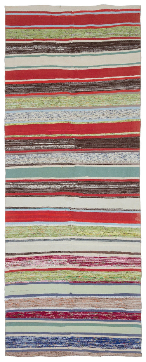 Girit Multy Striped Wool Handmade Area Rug 4'9" x 12'3"