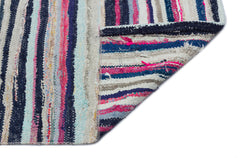 Girit Beige Striped Wool Handmade Area Rug 4'4" x 8'4"