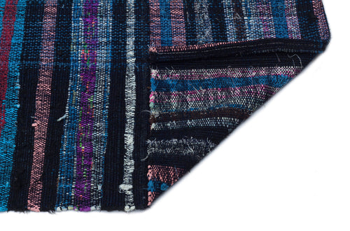 Girit Blue Striped Wool Handmade Area Rug 3'1" x 7'10"