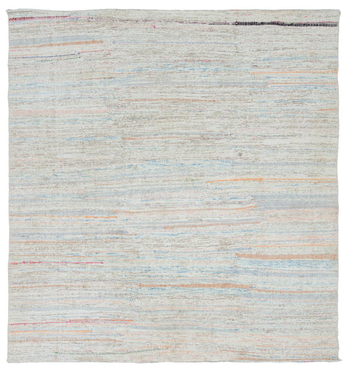 Girit Beige Striped Wool Handmade Area Rug 6'0" x 6'5"
