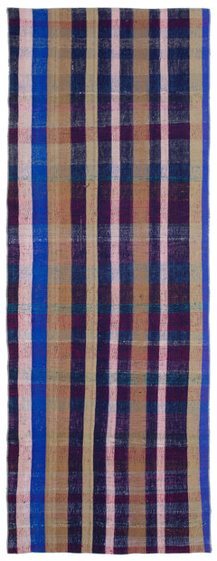 Girit Blue Striped Wool Handmade Area Rug 3'11" x 10'4"