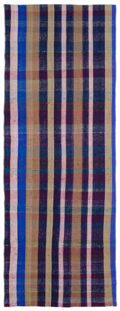 Girit Blue Striped Wool Handmade Area Rug 3'11" x 10'4"