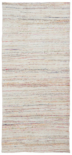 Girit Beige Striped Wool Handmade Area Rug 4'2" x 9'4"