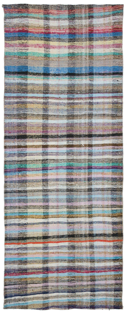Girit Beige Striped Wool Handmade Area Rug 6'2" x 8'11"