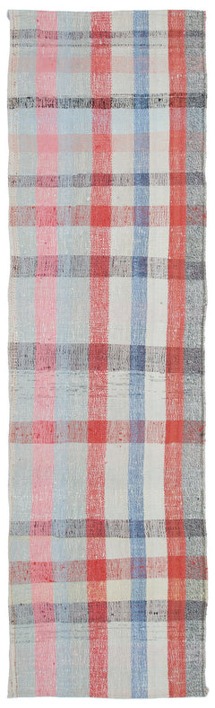 Girit Beige Striped Wool Handmade Area Rug 2'4" x 8'2"