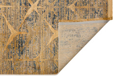 Gold Geometric Area Rug – Machine Made Rug with Soft Silky Carpet Touch