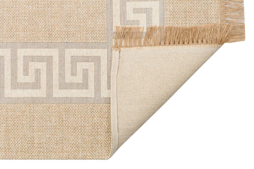 Cotton Kilim Rug – Beige Geometric Woven Flatweave Area Rug Non Slip