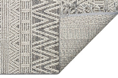 Grey Geometric Jute Rug - Machine Made Area Rug | Dust Free, Easy Clean