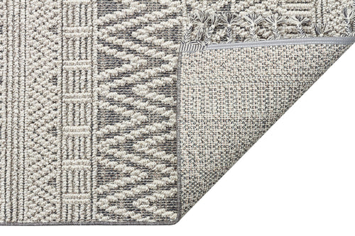 Grey Geometric Jute Rug - Machine Made Area Rug | Dust Free, Easy Clean