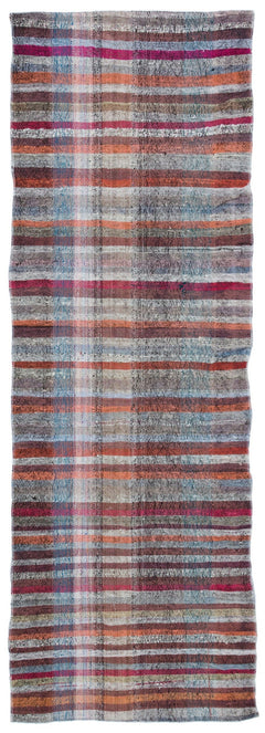 Girit Brown Striped Wool Handmade Area Rug 3'0" x 8'6"