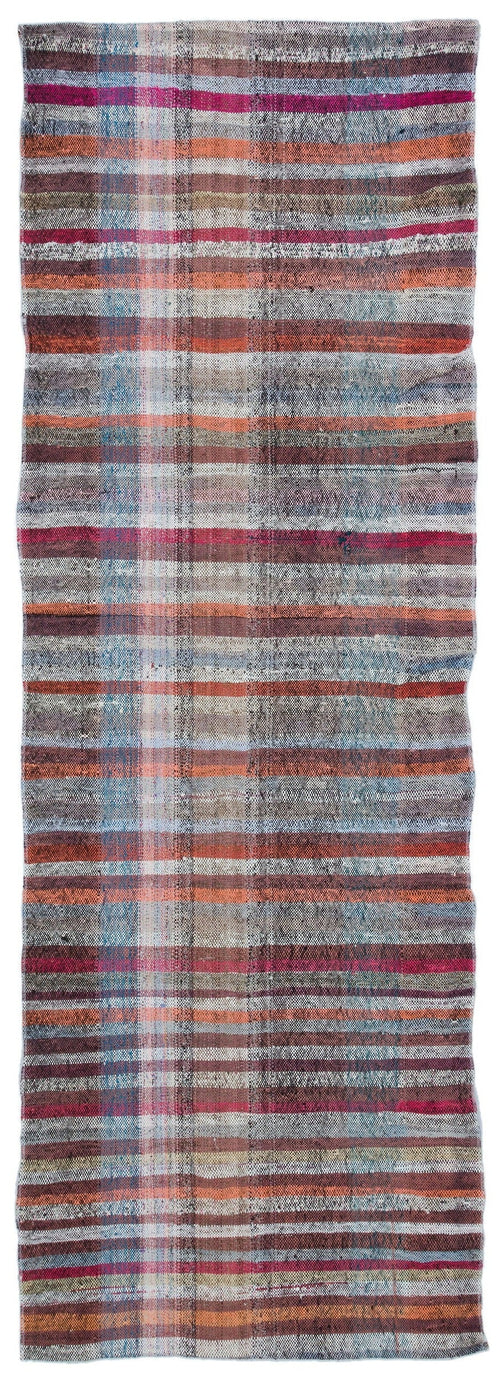 Girit Brown Striped Wool Handmade Area Rug 3'0" x 8'6"