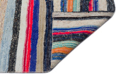 Girit Beige Striped Wool Handmade Area Rug 4'11" x 11'10"