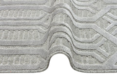 Vigevano Grey Geometric Wool and Viscose Machine Made Area Rug