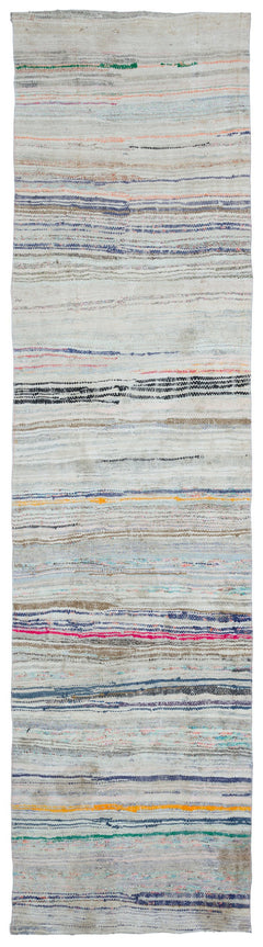 Girit Beige Striped Wool Handmade Area Rug 5'1" x 8'7"