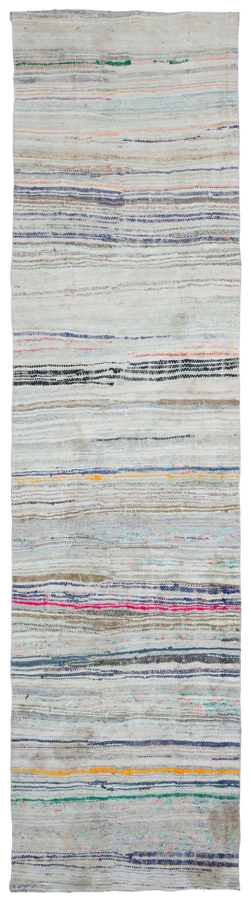 Girit Beige Striped Wool Handmade Area Rug 5'1" x 8'7"