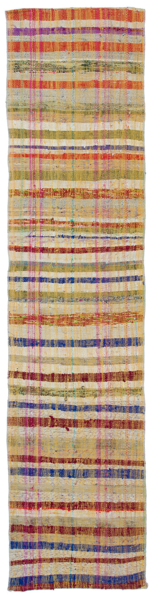 Girit Yellow Striped Wool Handmade Area Rug 1'11" x 8'0"