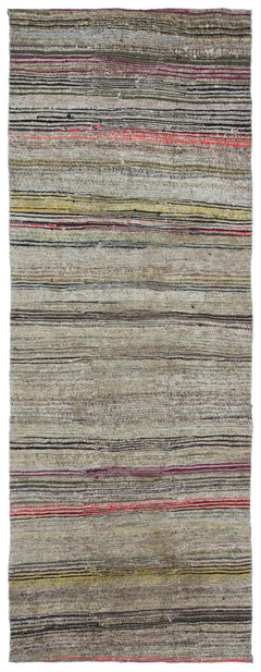 Girit Beige Striped Wool Handmade Area Rug 3'11" x 10'5"