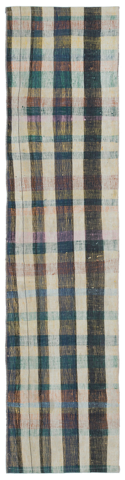 Girit Beige Striped Wool Handmade Area Rug 1'10" x 7'7"