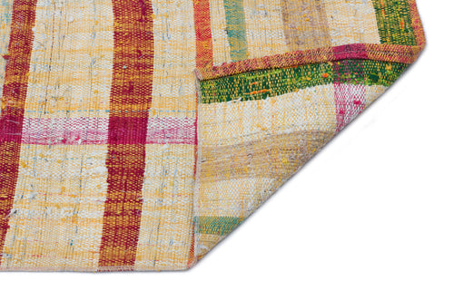 Girit Yellow Striped Wool Handmade Area Rug 2'0" x 7'9"