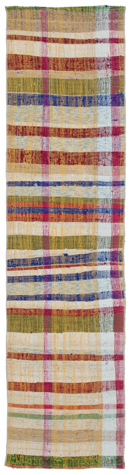 Girit Yellow Striped Wool Handmade Area Rug 2'0" x 7'9"