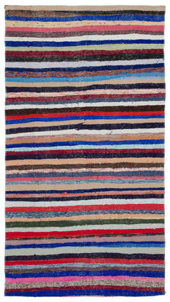 Girit Multy Striped Wool Handmade Area Rug 4'2" x 7'8"