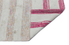 Girit Beige Striped Wool Handmade Area Rug 5'2" x 9'9"